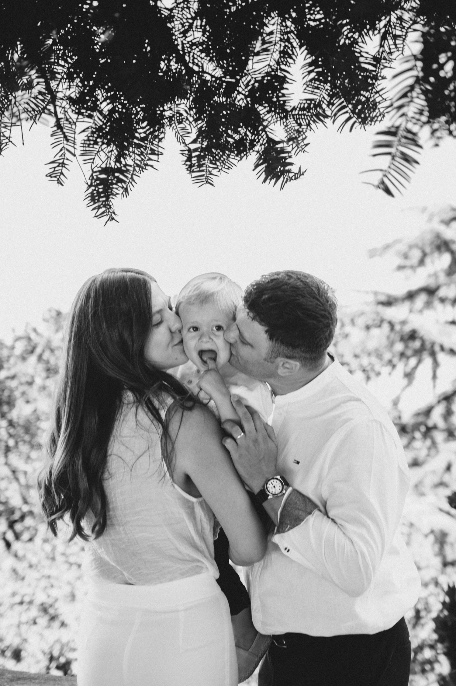 Happy family enjoying time with their young son, Istra, Croatia