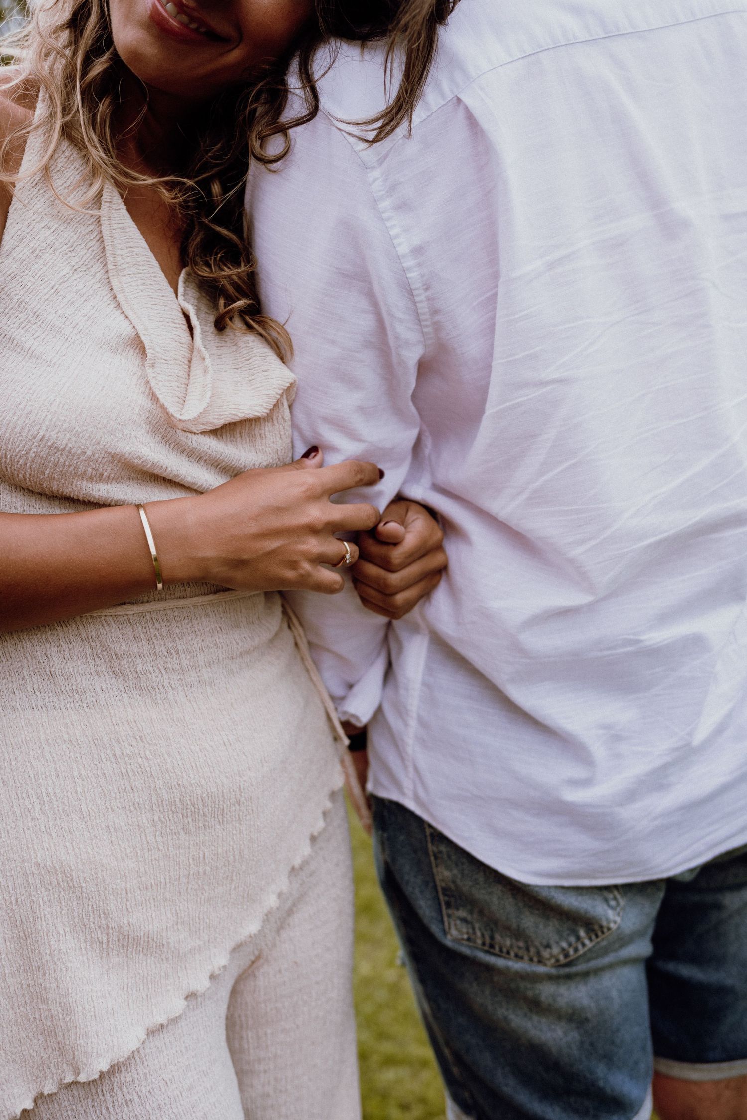 Couple holding hands and enjoying their engagement photoshoot, Croatia