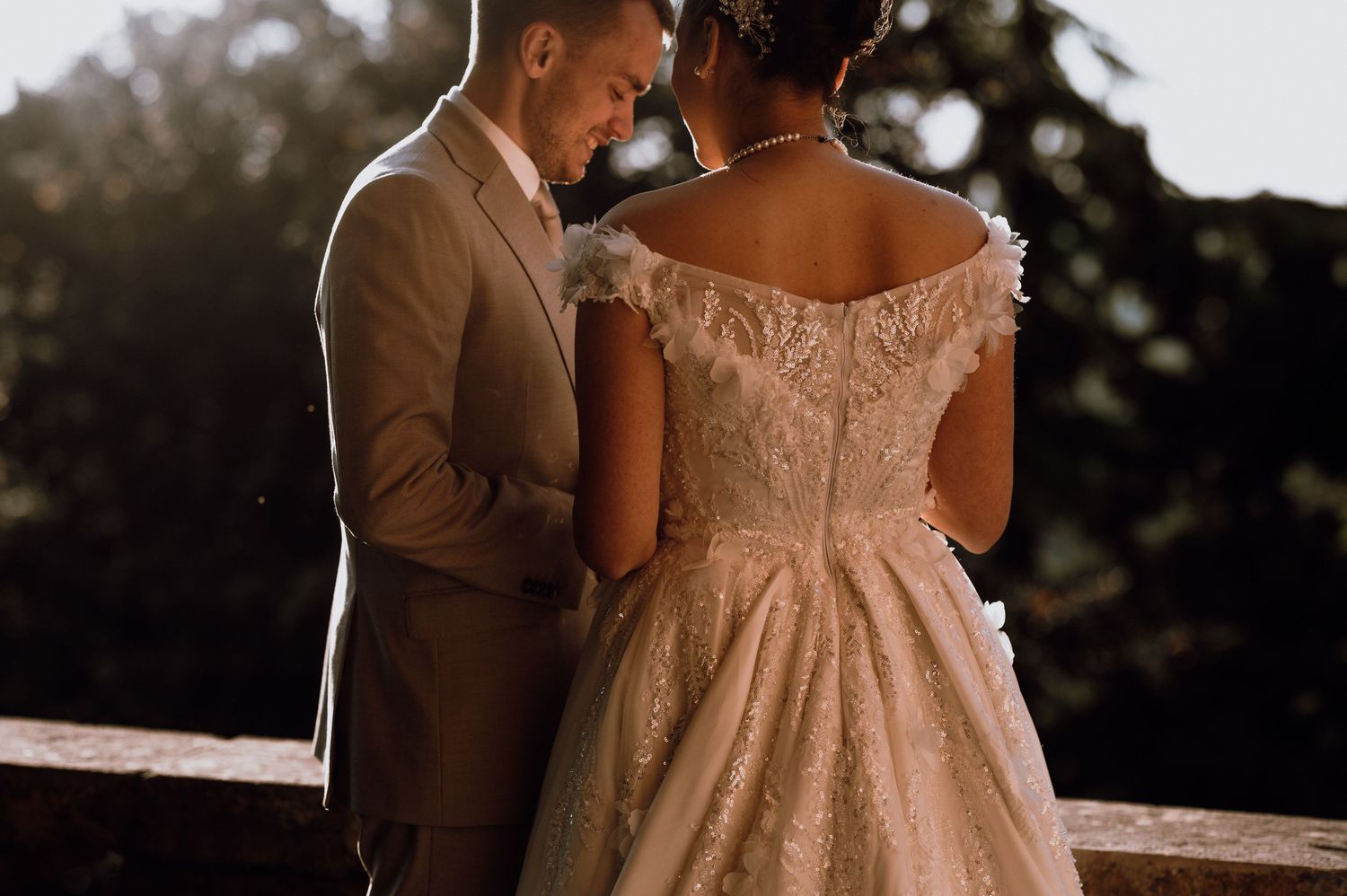 Couple exchanging heartfelt vows at golden hour in Labin – Istria, Croatia