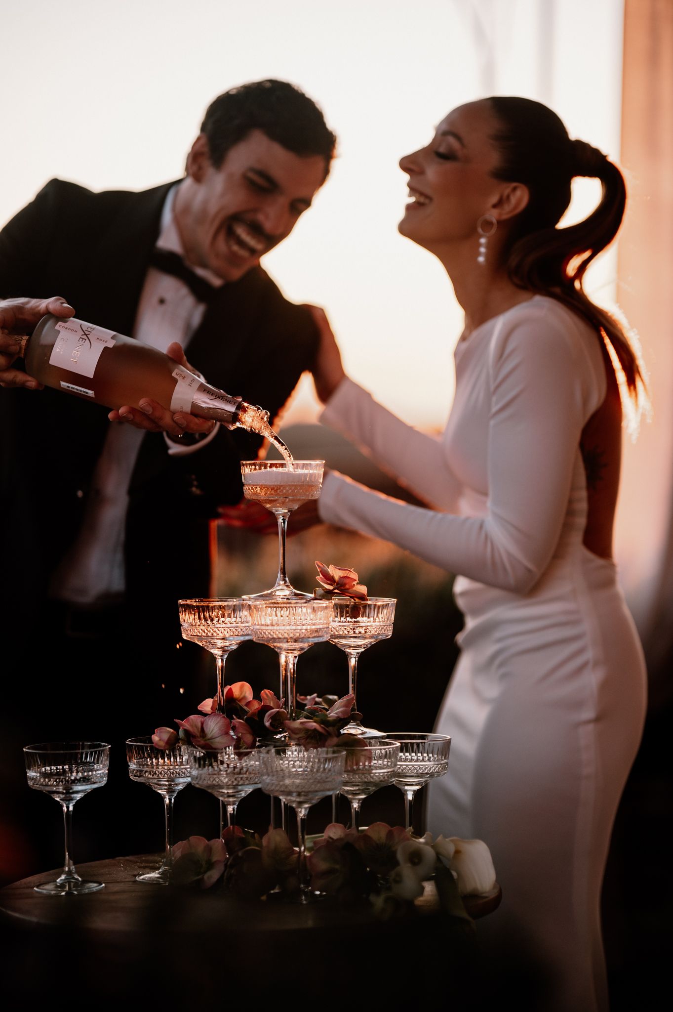 Newlyweds sharing a loving embrace during sunset at San Canzian Hotel & Residences – Istria, Croatia