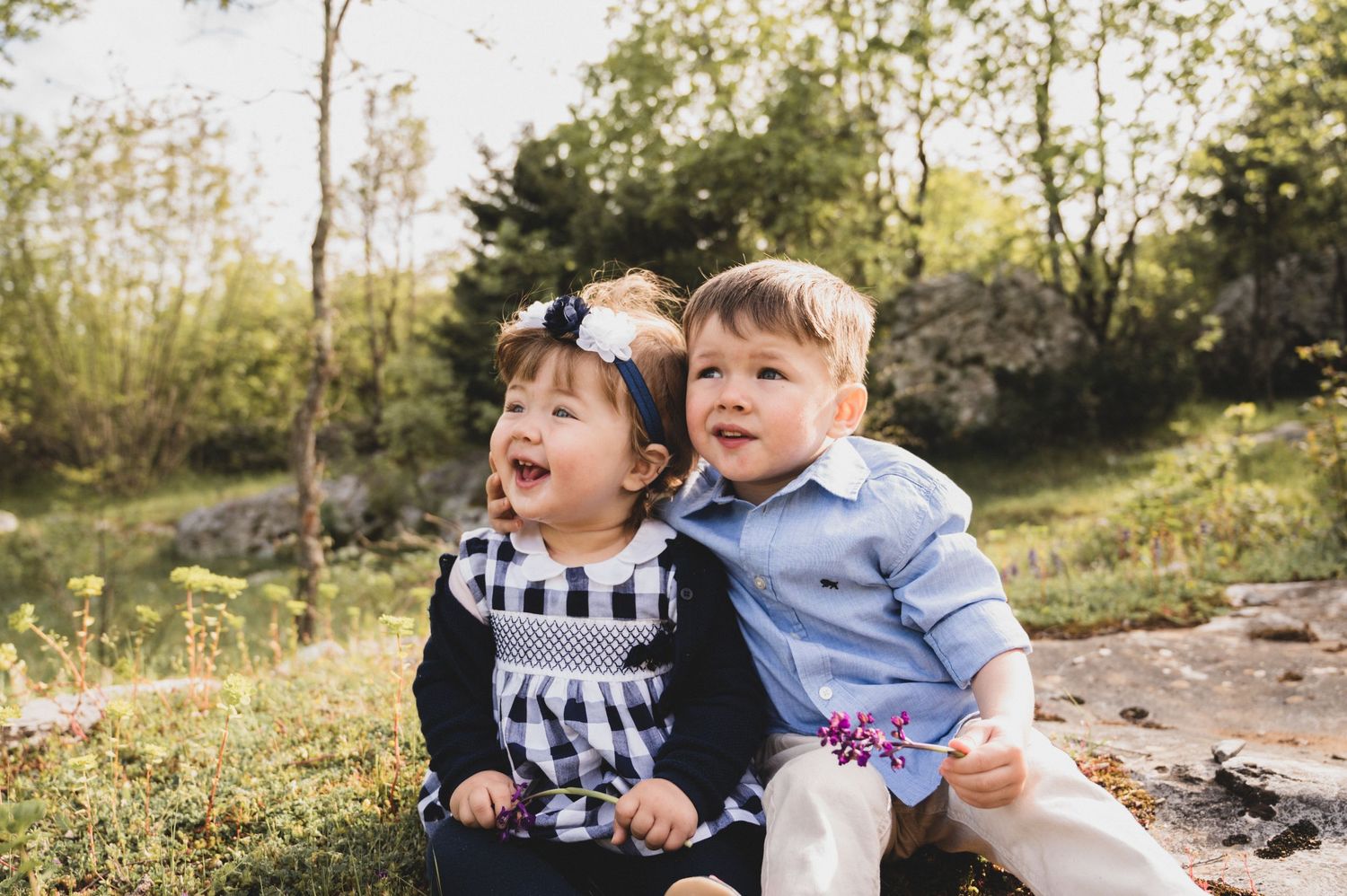 Brother and sister enjoying a playful moment together – Istria, Croatia