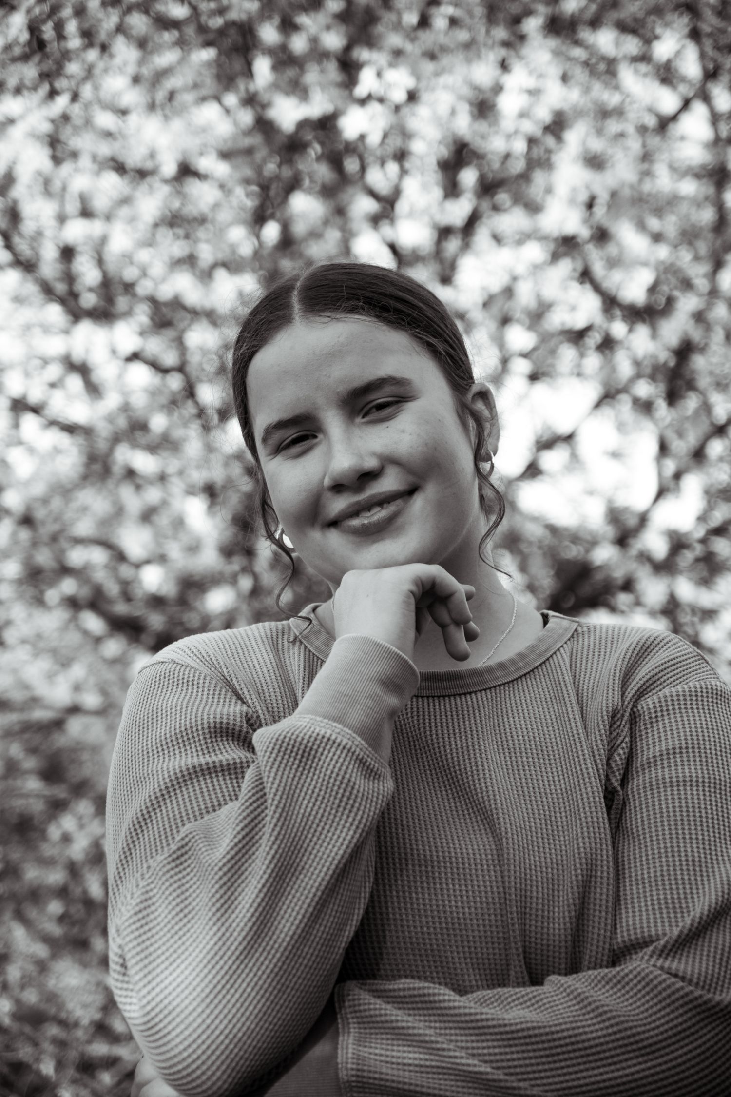 black and white portrait of a girl