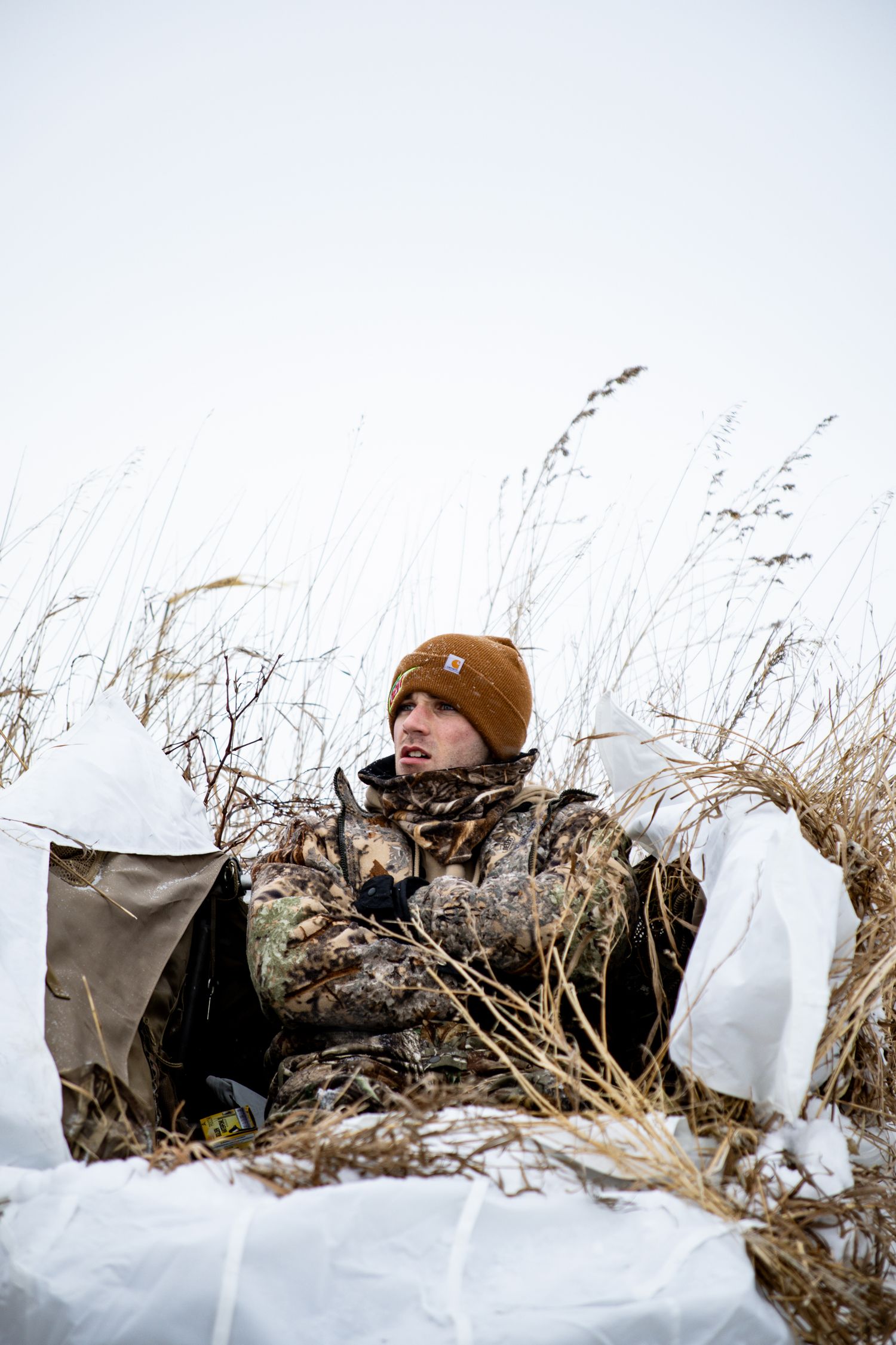 Goose hunting in the snow