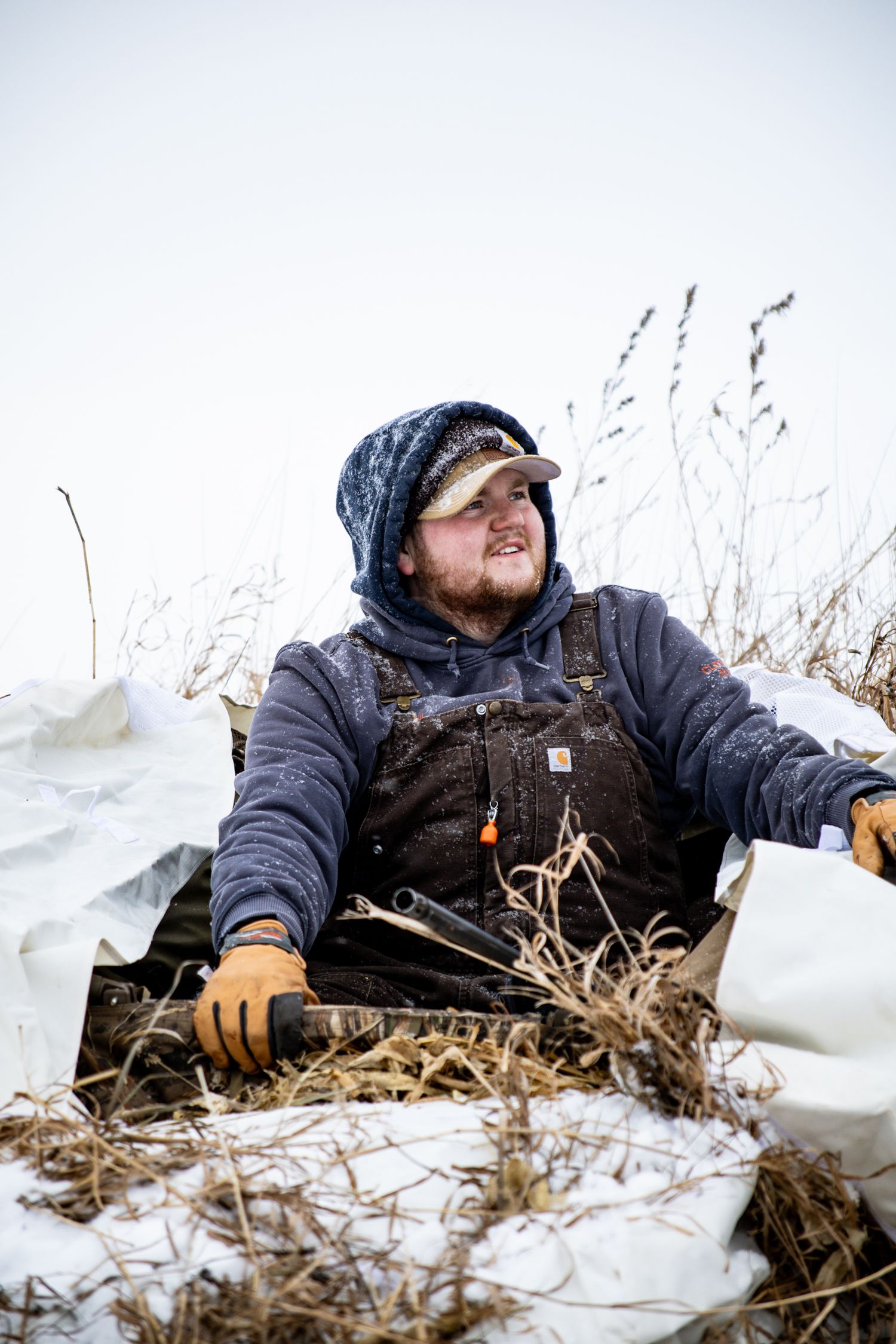 goose hunting in the snow