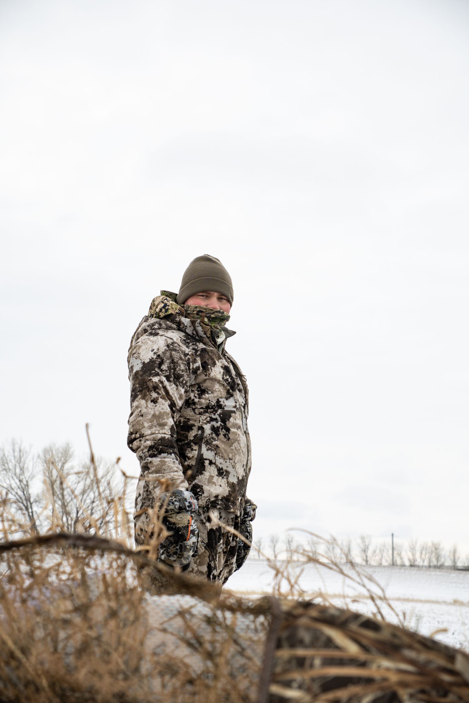 Goose hunting in the snow