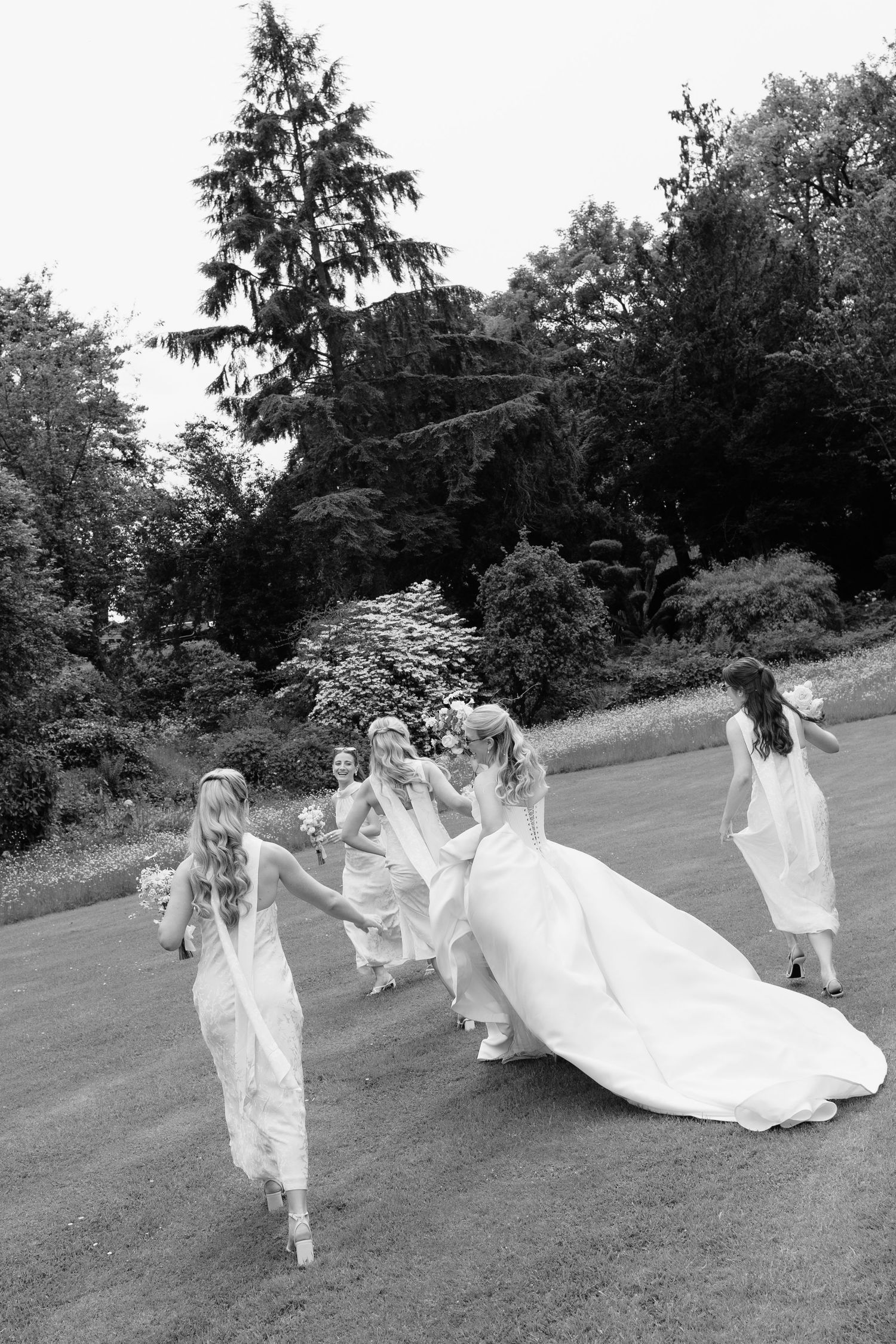 candid, fun, bridesmaids photos at Askham Hall