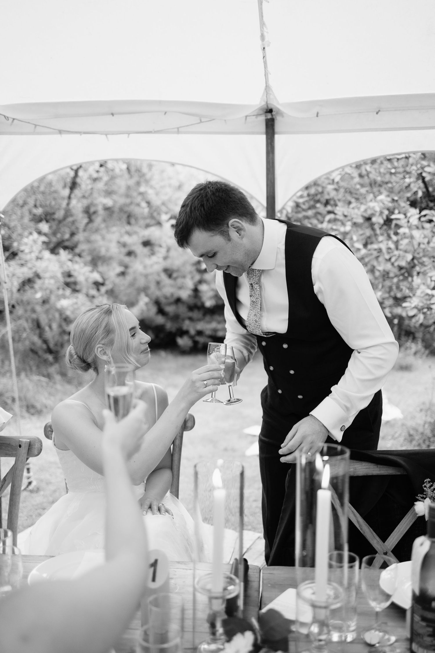 Speeches in marquee wedding