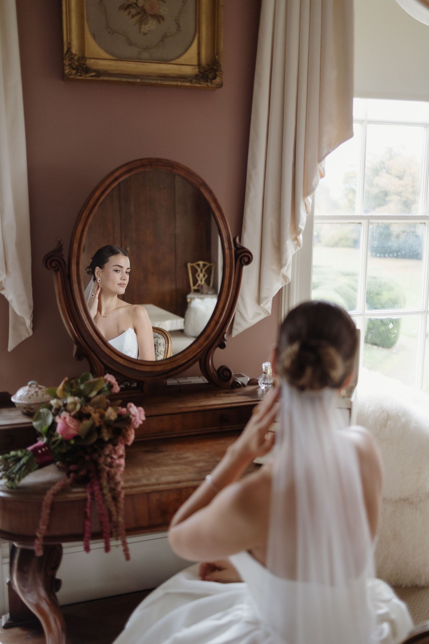 final touches during a wedding morning at Berwick House