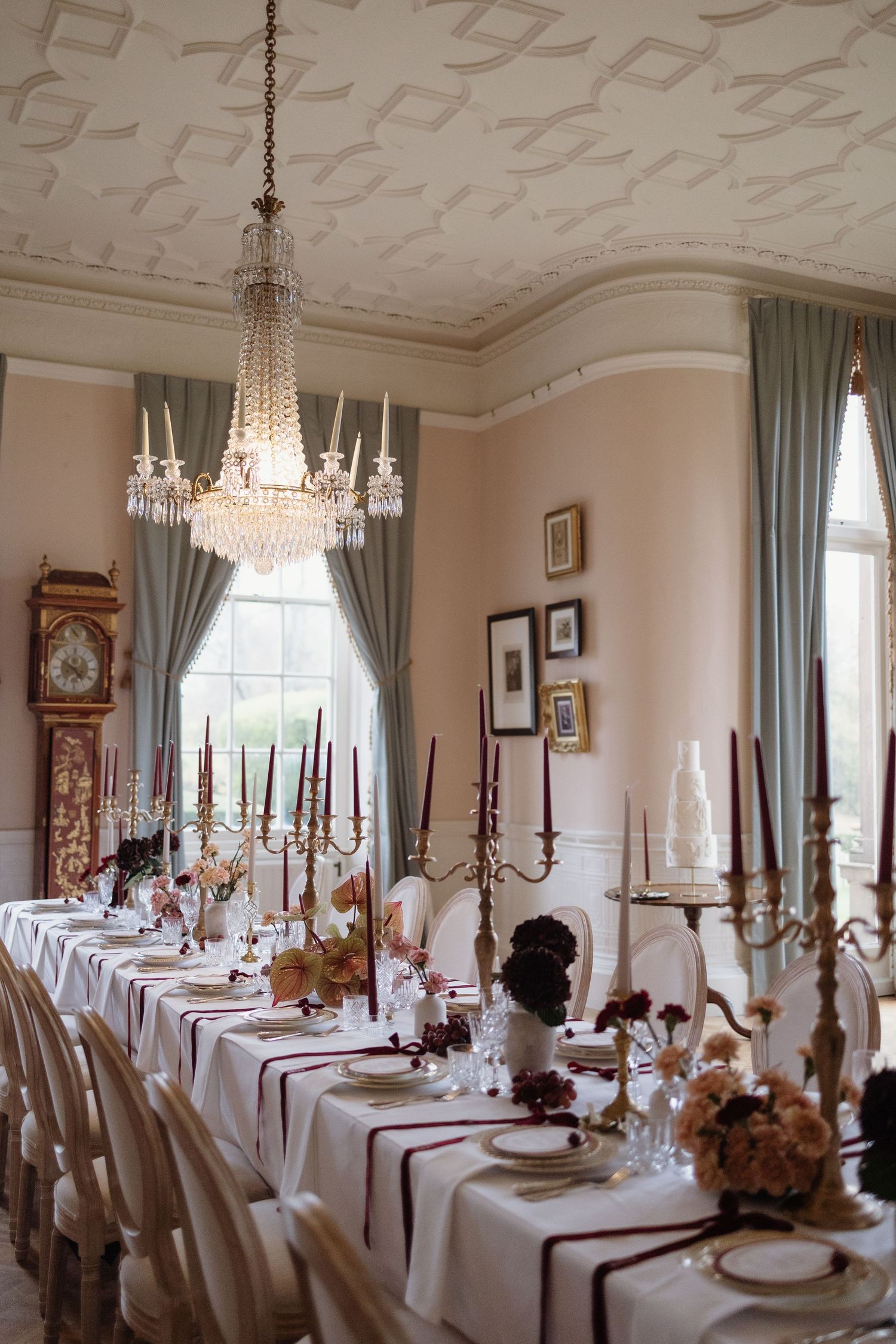 Table styling with elegant florals and candles in Berwick House dining room