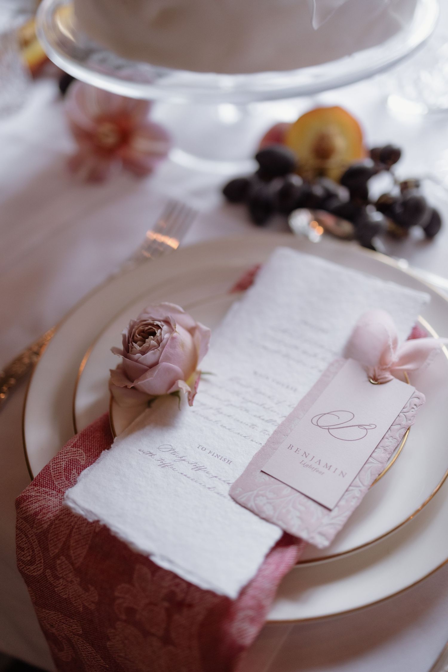 wedding breakfast menu at soughton hall, Cheshire