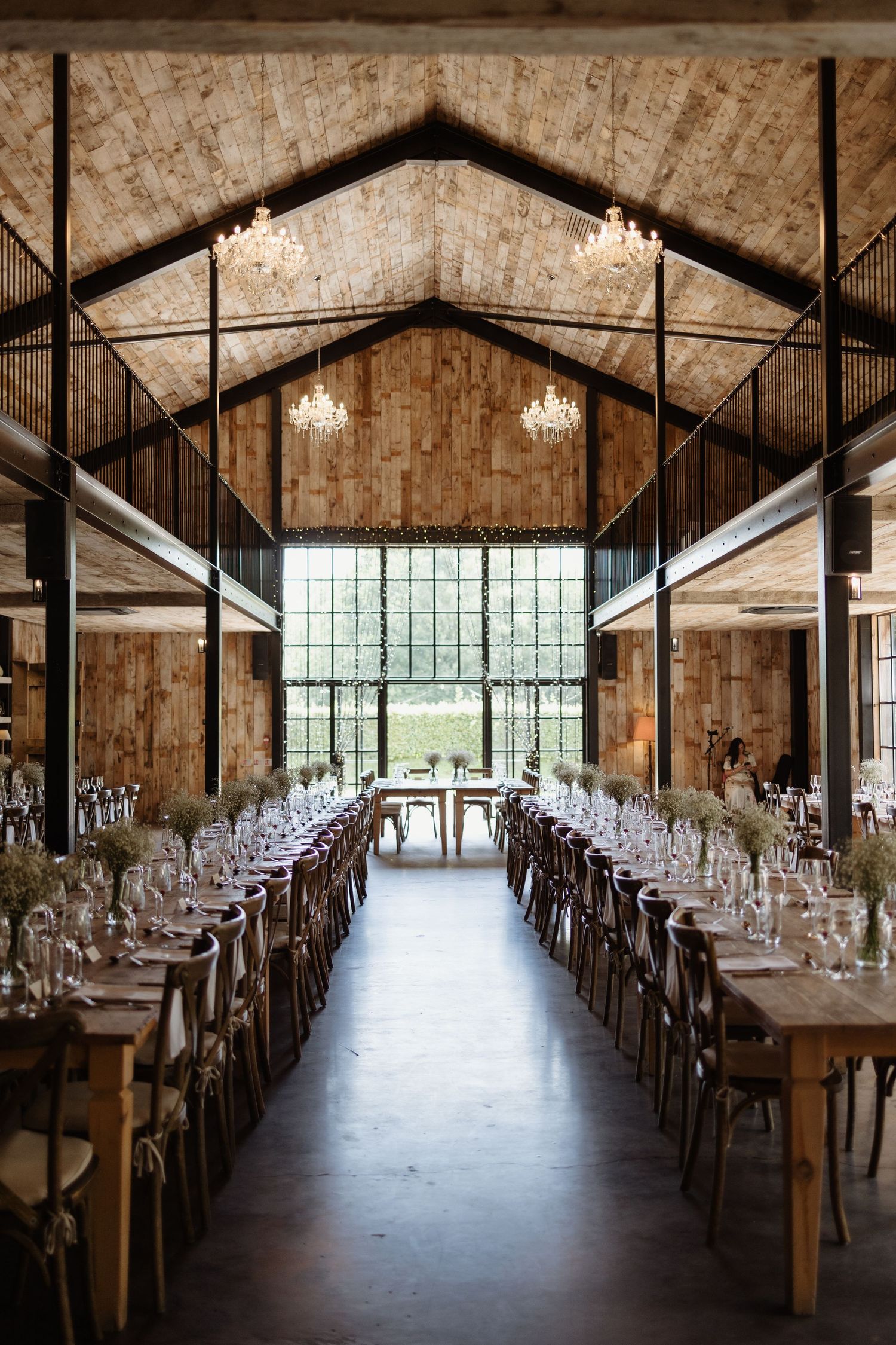 barn wedding venue set up