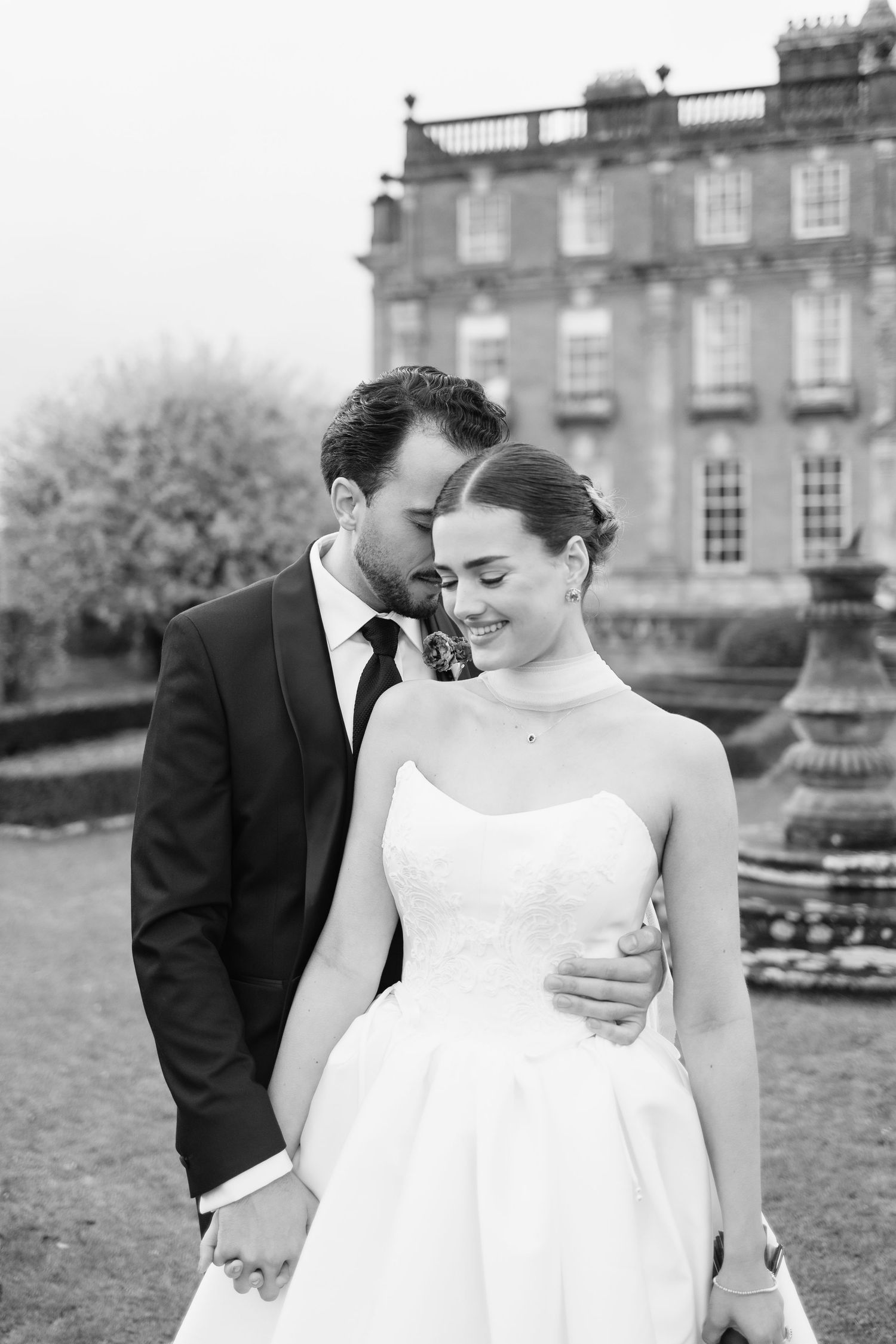 Romantic black and white moment captured at Berwick House wedding