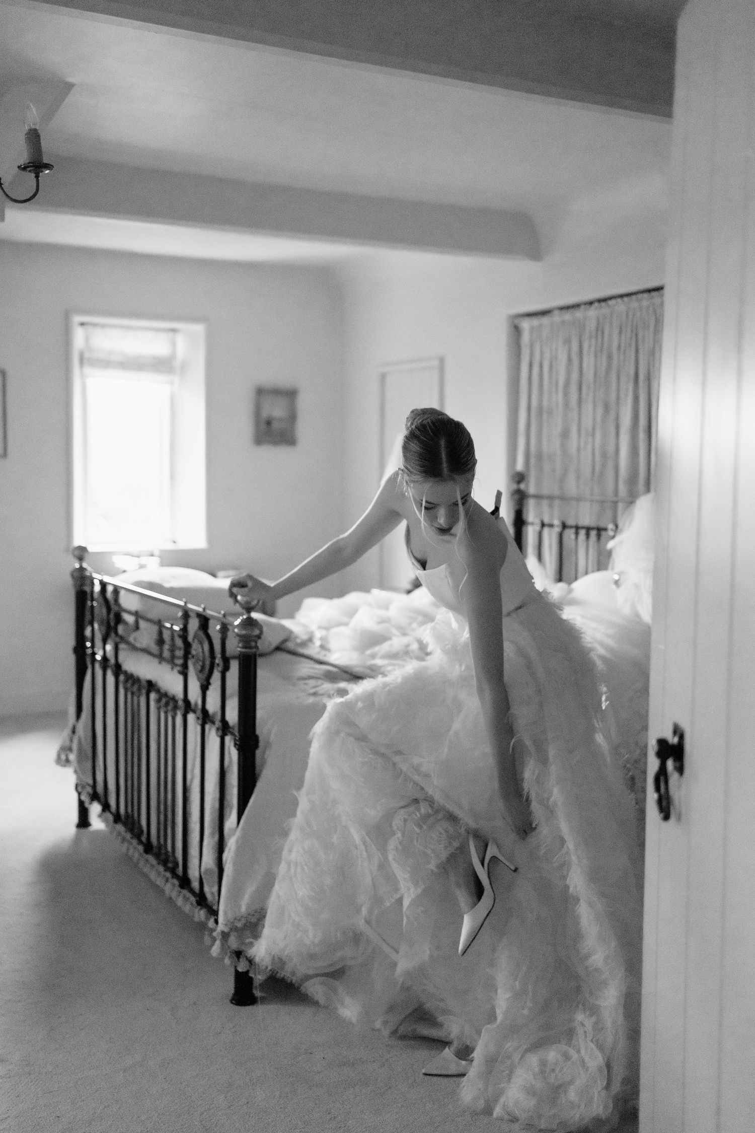 Bridal prep, with gorgeous light spilling through Casterton Grange's windows