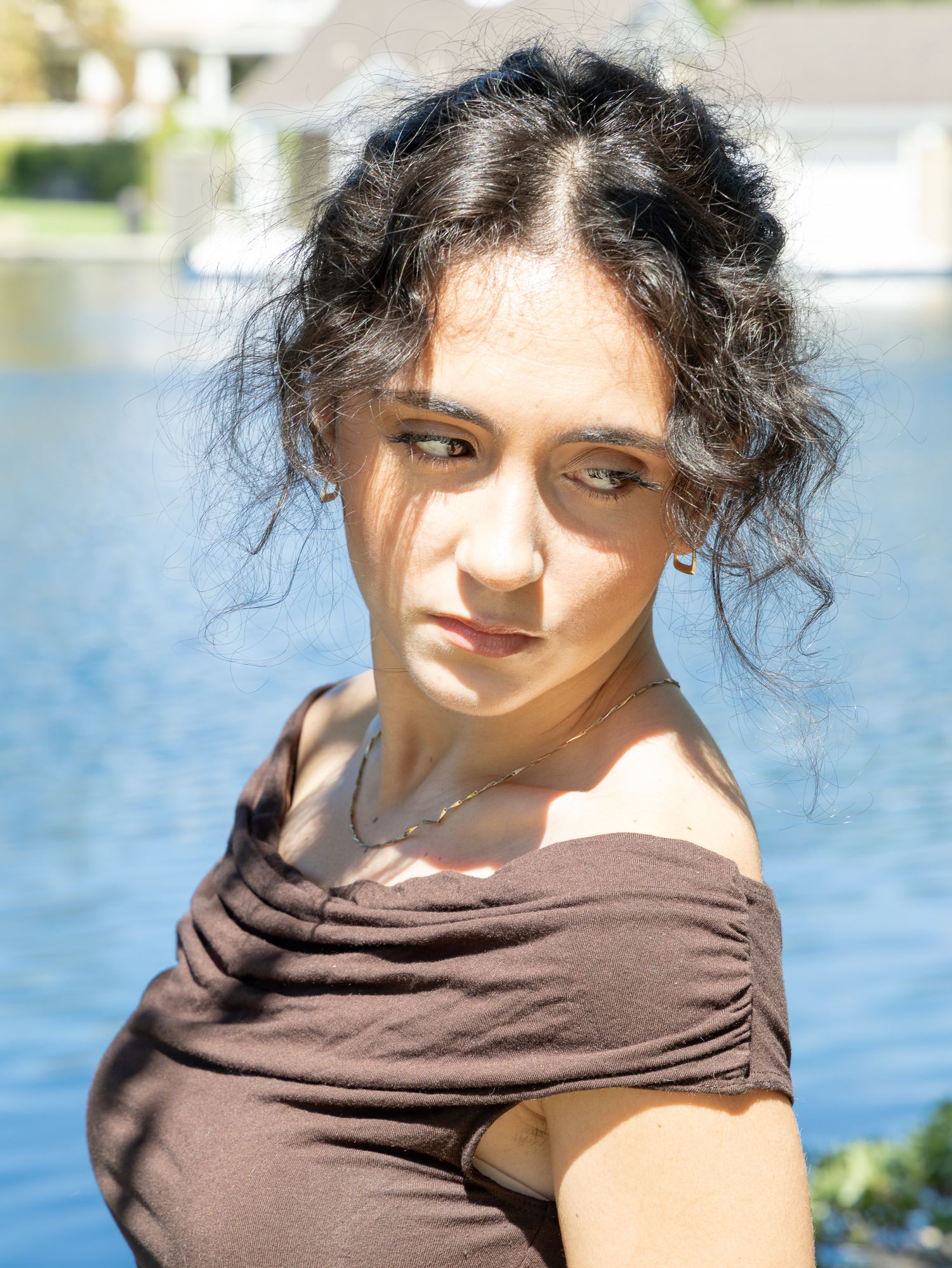 Harveston Lakes Park, Temecula, CA. Over the shoulder gaze.