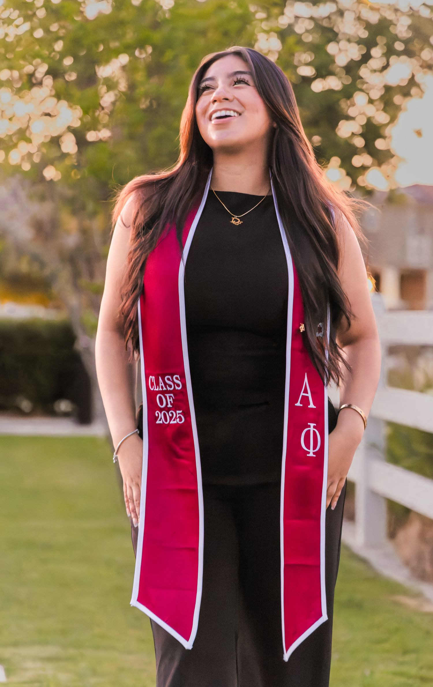 Outdoor Sorority Graduation Portrait, golden hour. Menifee, CA.