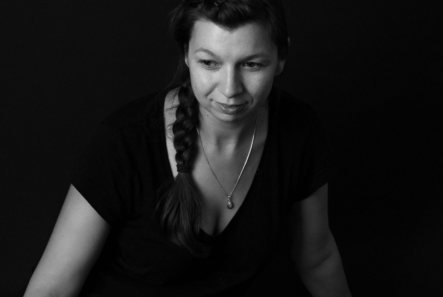 Portrait photography in Gravesend Kent with female photographer black and white studio portrait