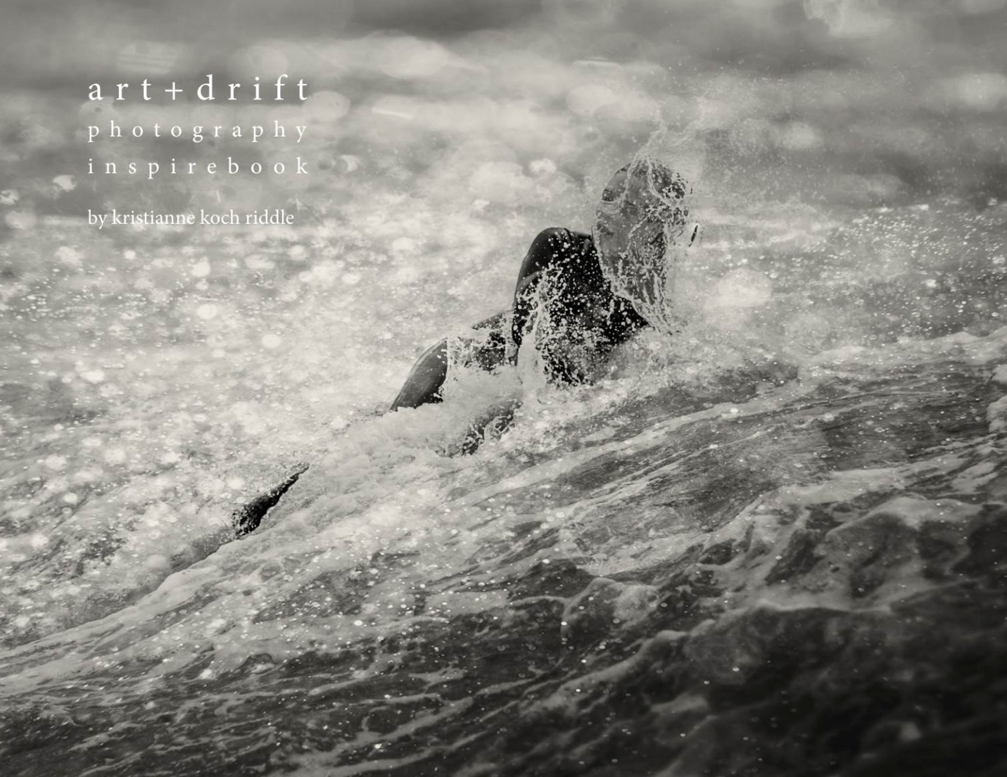 Black and white photo of a surfer riding a wave, captured in the art+drift photography inspirebook.