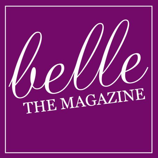 Logo design for Belle The Magazine in white cursive text against a purple square background.