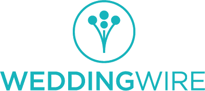 Modern turquoise WeddingWire logo design featuring a stylized floral icon in a circle above the company name.