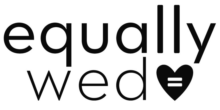 A black and white text design with the words 'equally wed' arranged in a minimalist style.