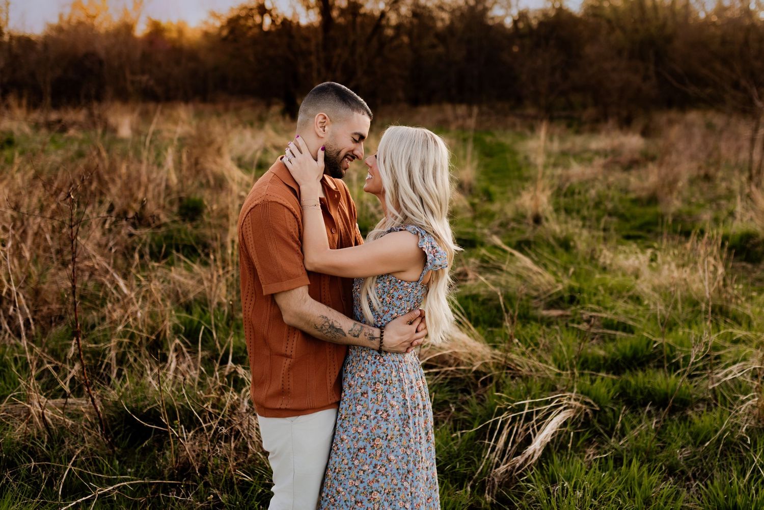 Couple dancing in a field in Marion Indiana couples photoshoot