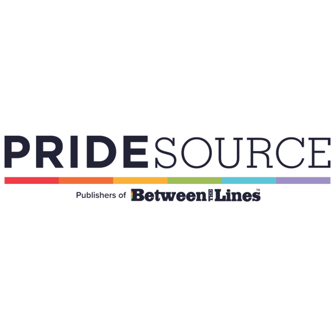 Logo design for PrideSource showing text with red underline stripe.