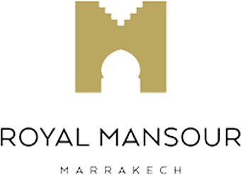 Royal Mansour Marrakech hotel logo featuring stylized golden arch design.