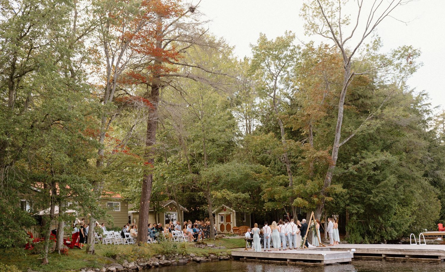 Lake Joseph wedding ceremony on a dock-Alexis Anne Photography-Muskoka Wedding Photographer