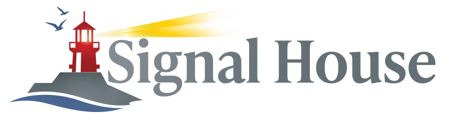 Signal House logo with red lighthouse and blue nautical design elements.