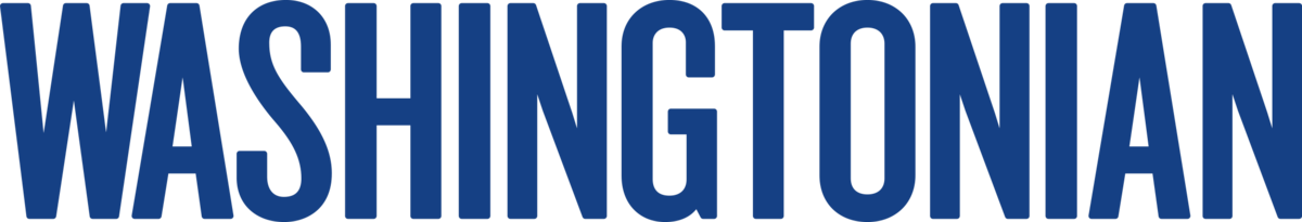 Washingtonian magazine logo in bold blue letters on a white background.
