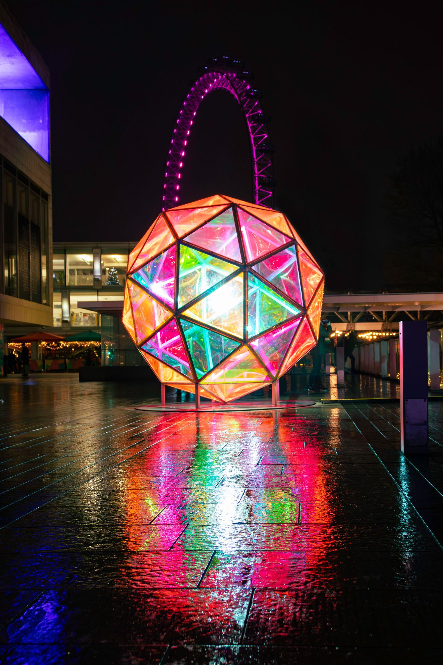 Reflections of The Dichroic Sphere by Jakob Kvist outside the Southbank Centre by Kush Rattan Photography