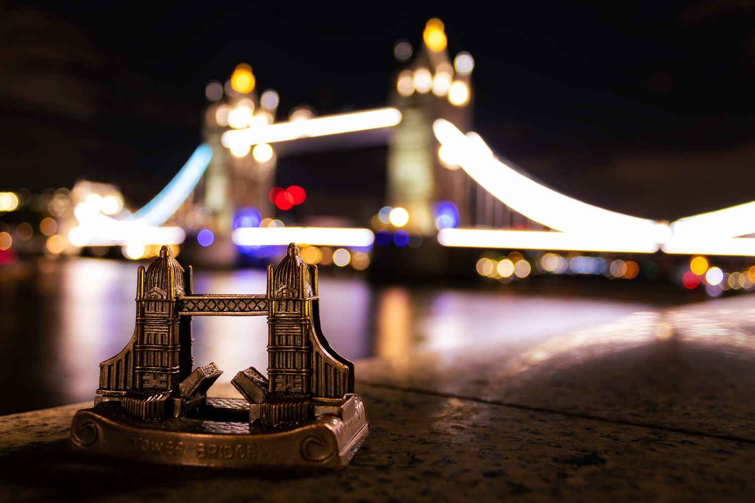 Tower Bridge bokeh night photo with a London souvenir by Kush Rattan Photography