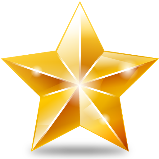 Shining golden star decoration with metallic finish against black background.