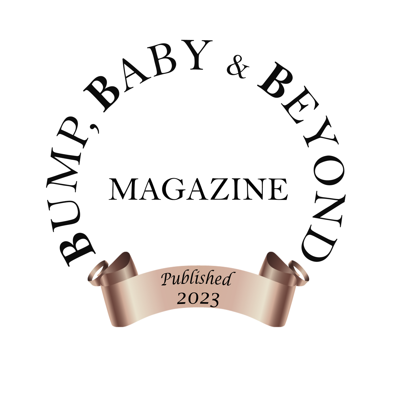 Black circular logo with text and decorative banner reading 'Published 2023'.