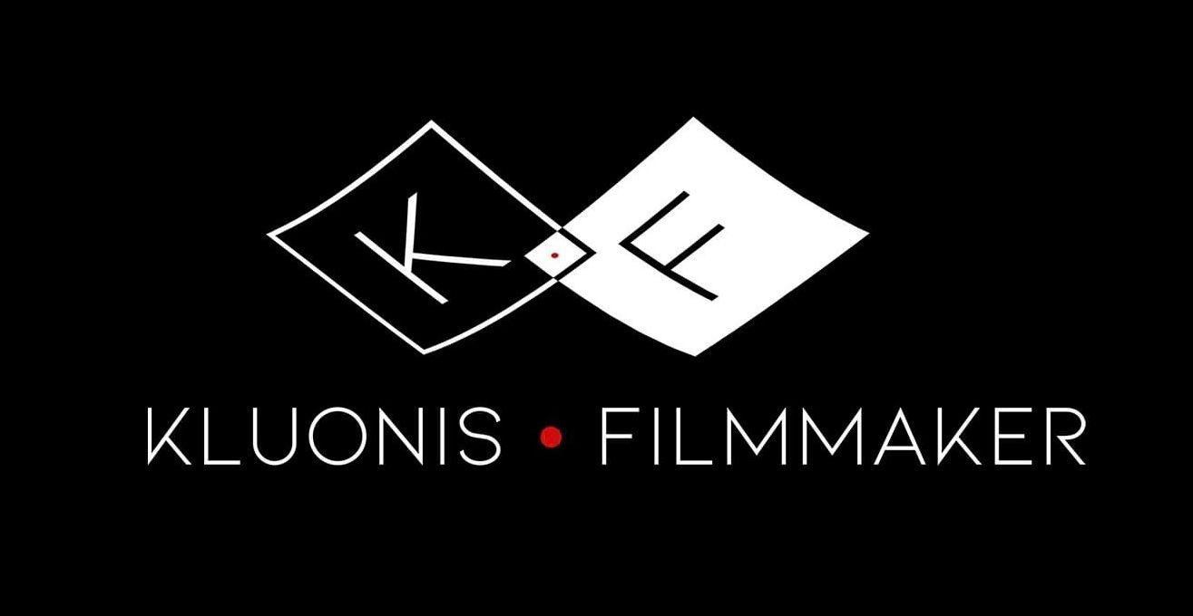 Modern black and white logo design for Kluonis Filmmaker with diamond shapes.
