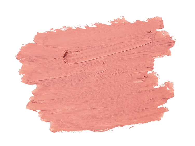 Watercolor coral pink paint stroke with rough edges on white background.
