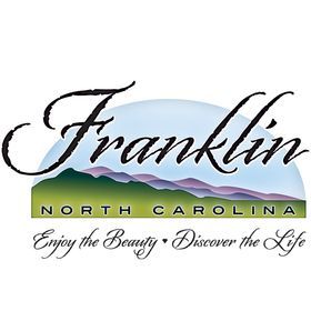 Franklin North Carolina tourism logo with decorative script text and blue accent.
