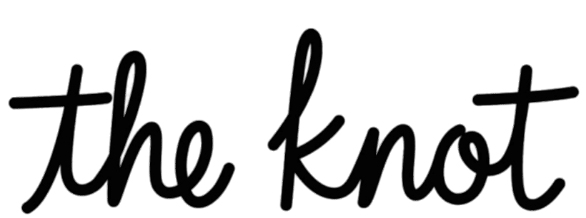 Cursive script logo design for The Knot in black.