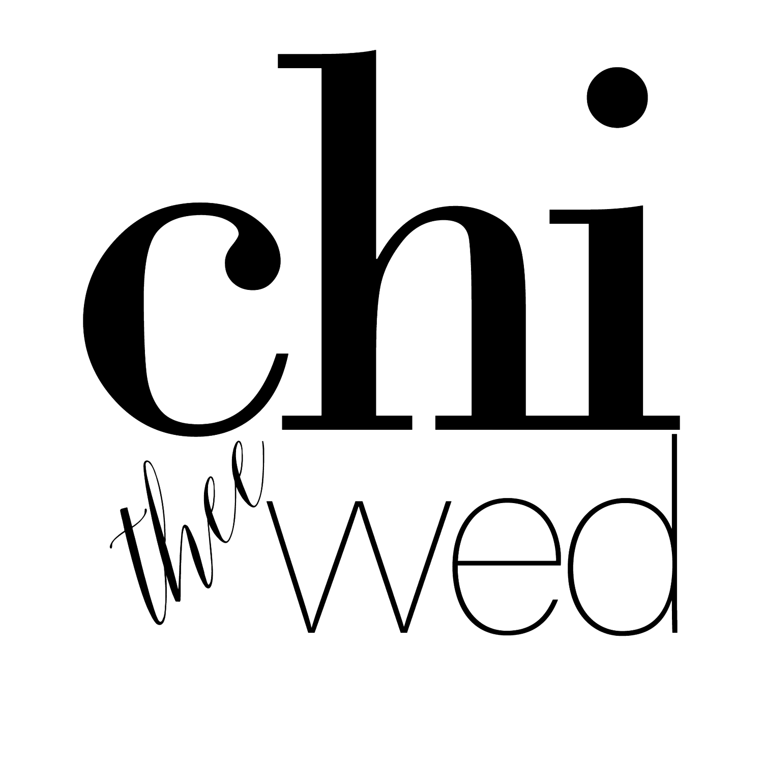 Black and white typographic logo design for Chi Wed with modern lettering.