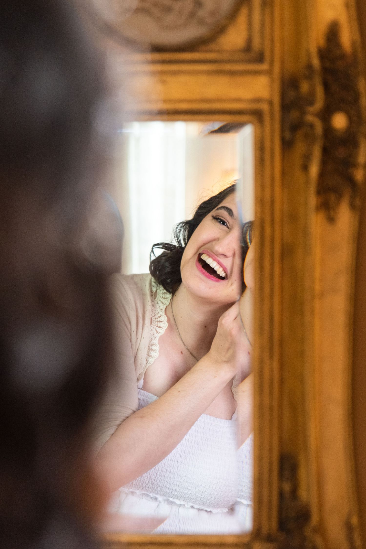 A bride getting ready before the ceremony.