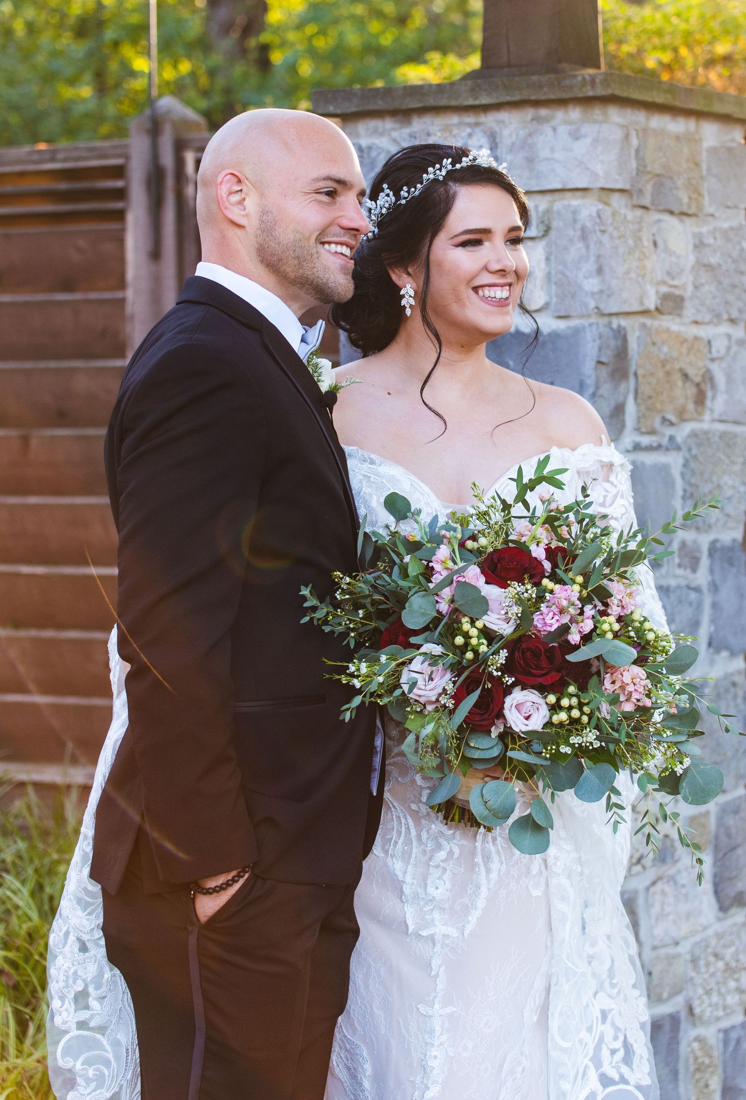 A newlywed couple.