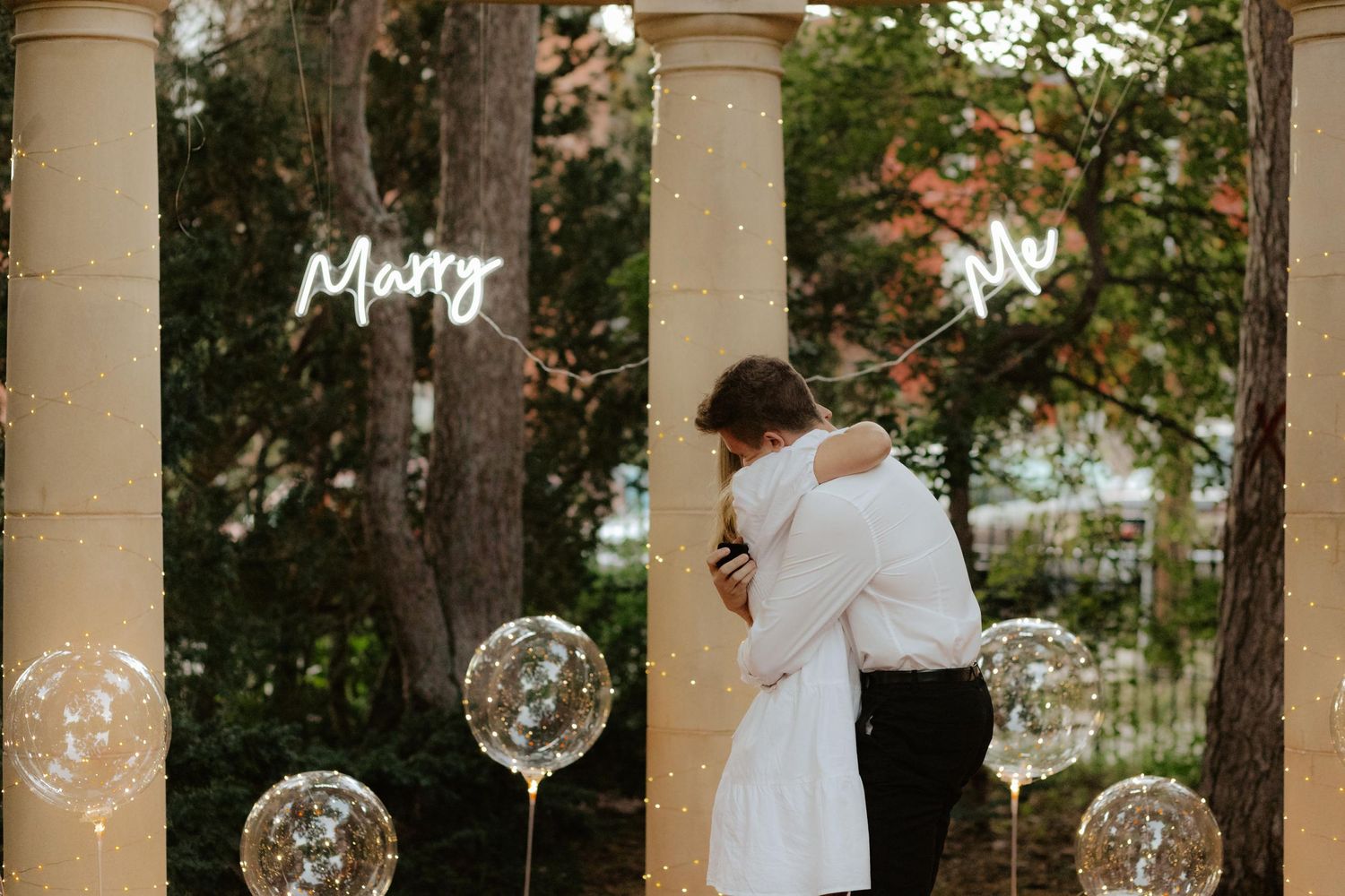Romantic candlelight proposal at Hazel Abel Park in Lincoln, NE. The perfect intimate setting for a surprise engagement!