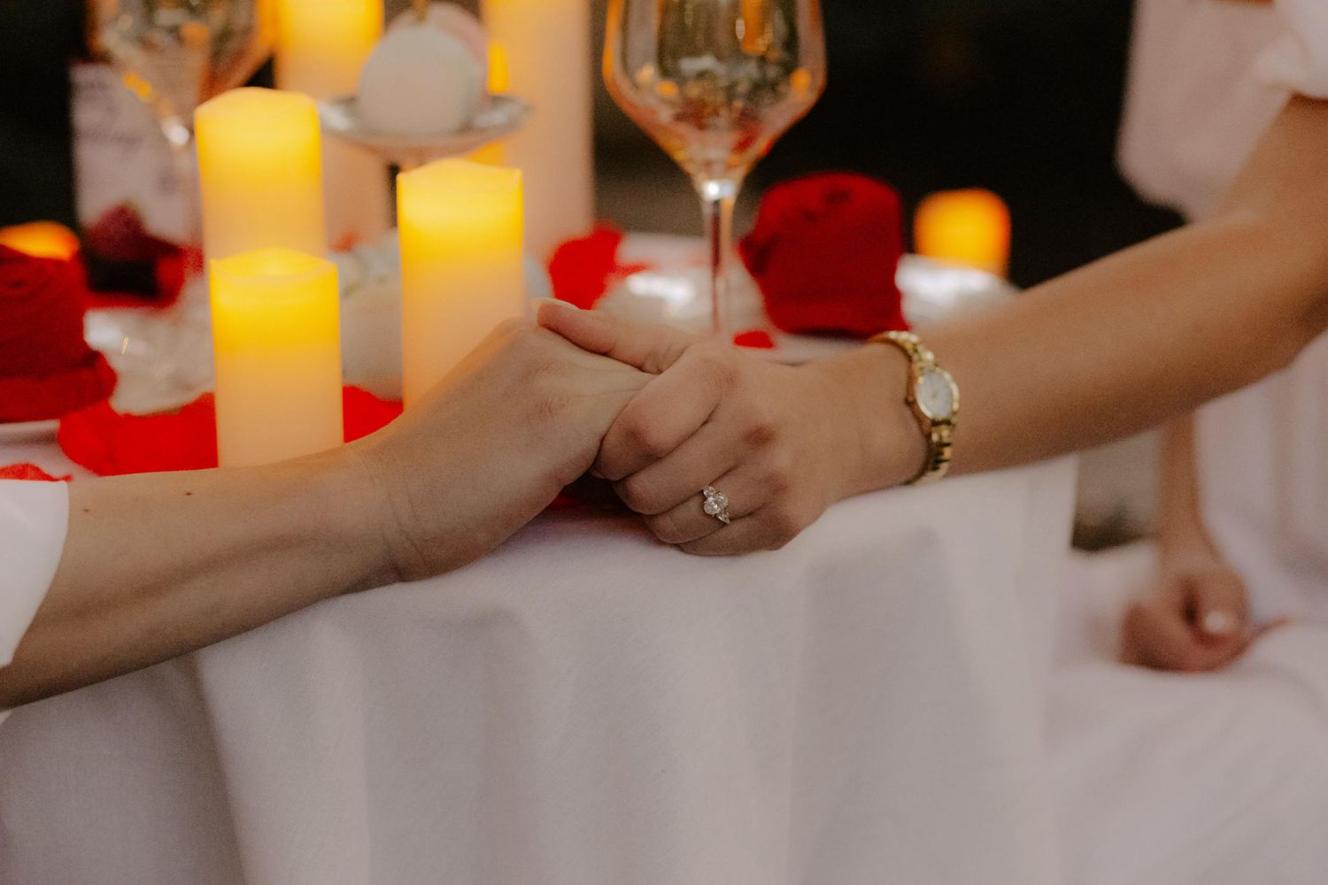 Romantic candlelight proposal at Hazel Abel Park in Lincoln, NE. The perfect intimate setting for a surprise engagement!