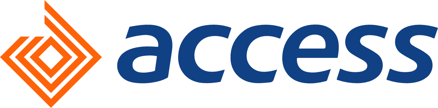 Access Bank logo featuring orange diamond shape and blue text.