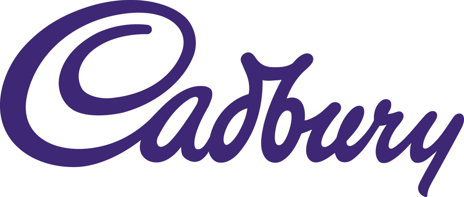 Cursive purple Cadbury logo on white background.