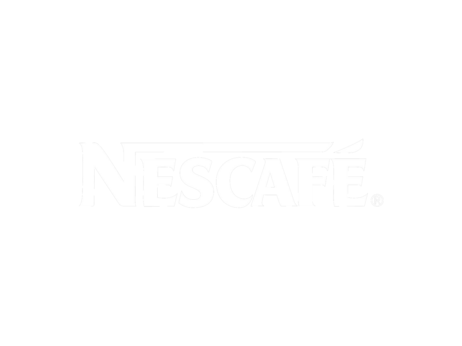 White Nescafe wordmark logo on black background.