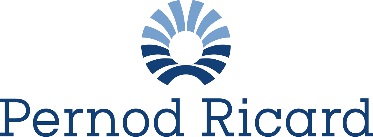 Pernod Ricard company logo with blue semicircle sunrise design above text.
