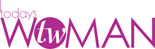 Purple and pink stylized logo design for 'TW Woman' against white background.