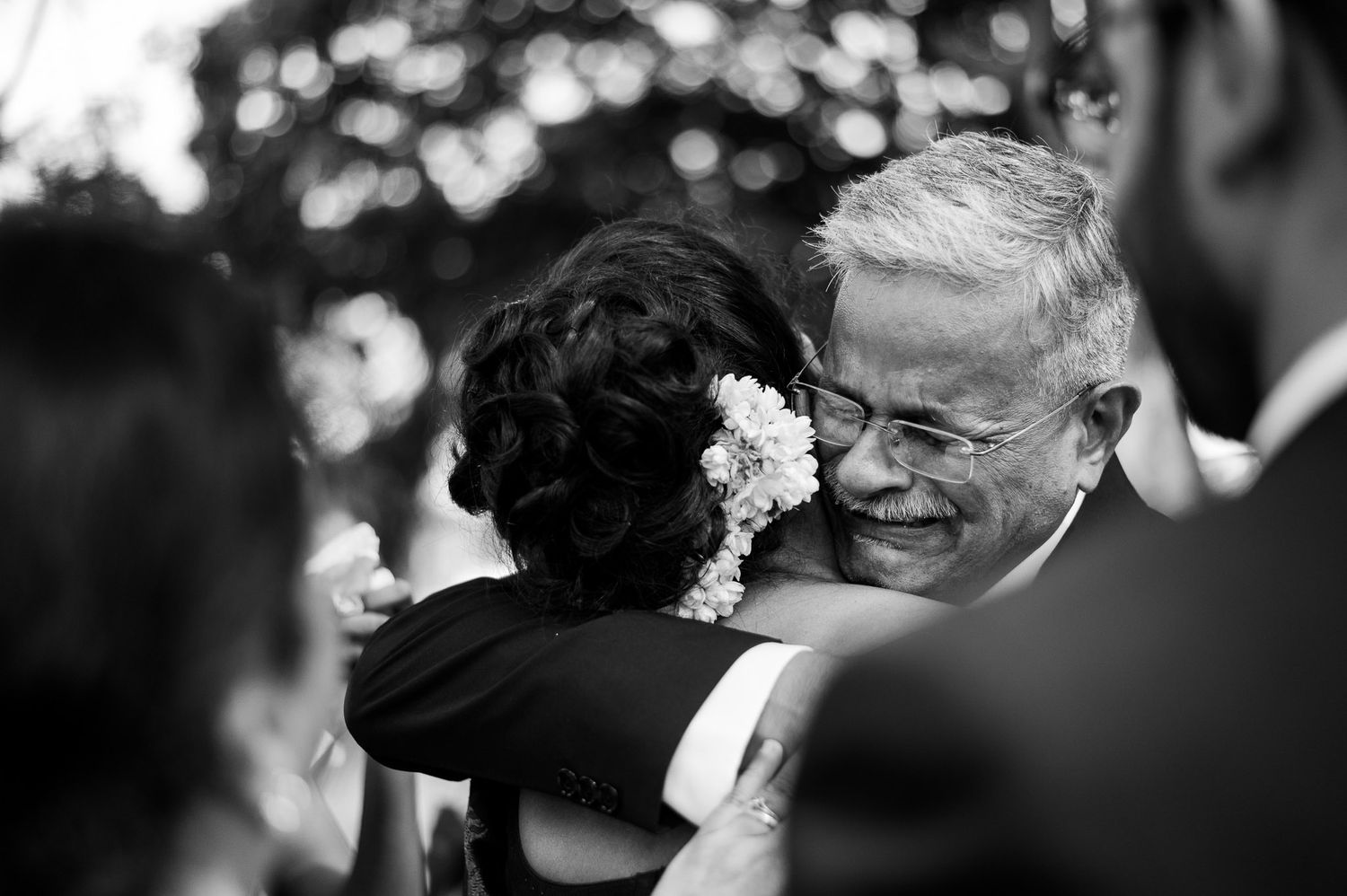 Candid moment of a father of the bride crying at Shubha mangala