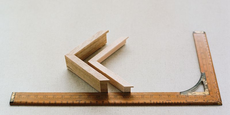 Close-up detail shots showcasing the Tasmanian Oak frames, highlighting the size of it right next to the ruler.
